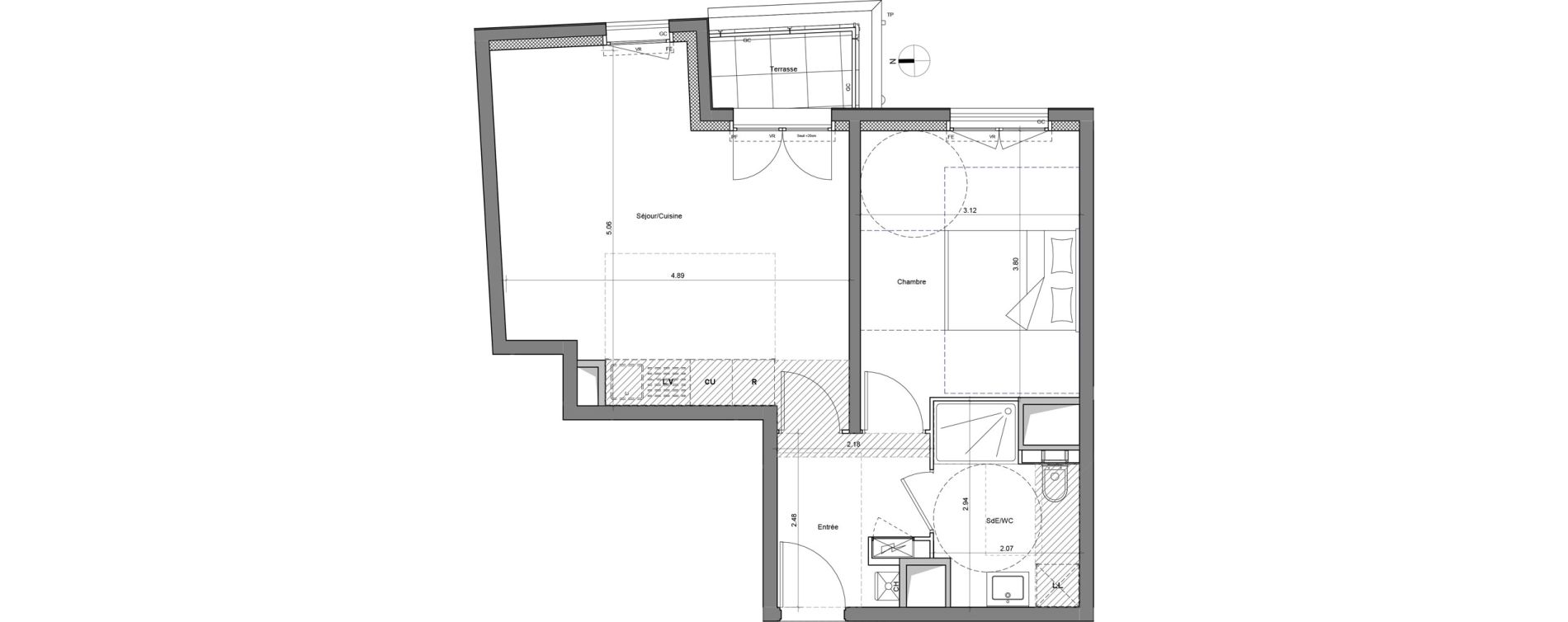 Appartement T2 de 44,21 m2 &agrave; Saint-Maur-Des-Foss&eacute;s Les muriers
