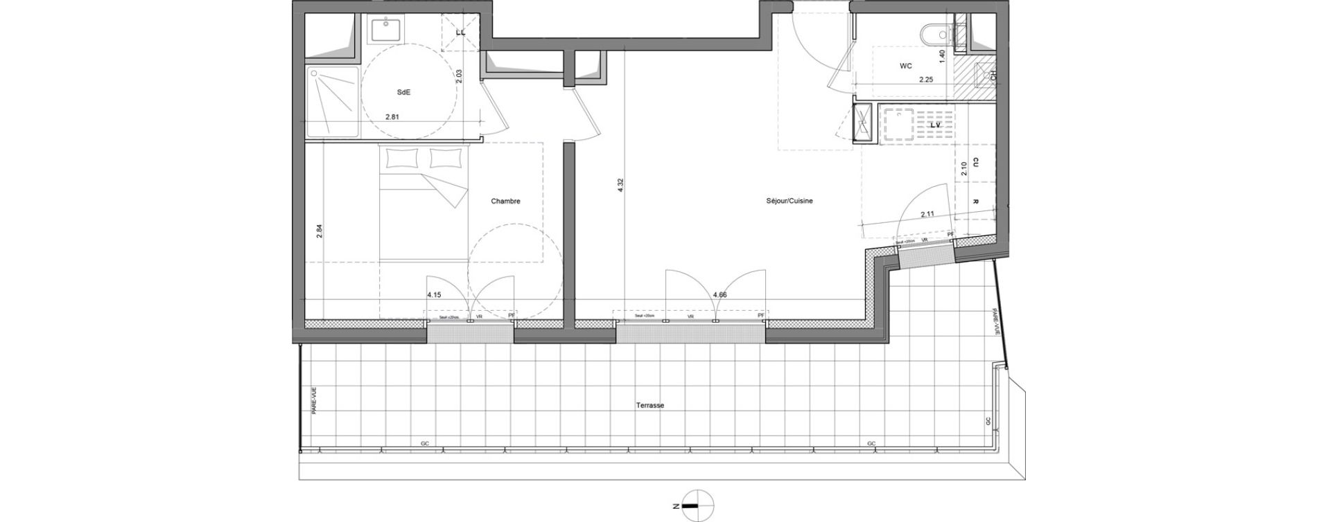 Appartement T2 de 45,63 m2 &agrave; Saint-Maur-Des-Foss&eacute;s Les muriers