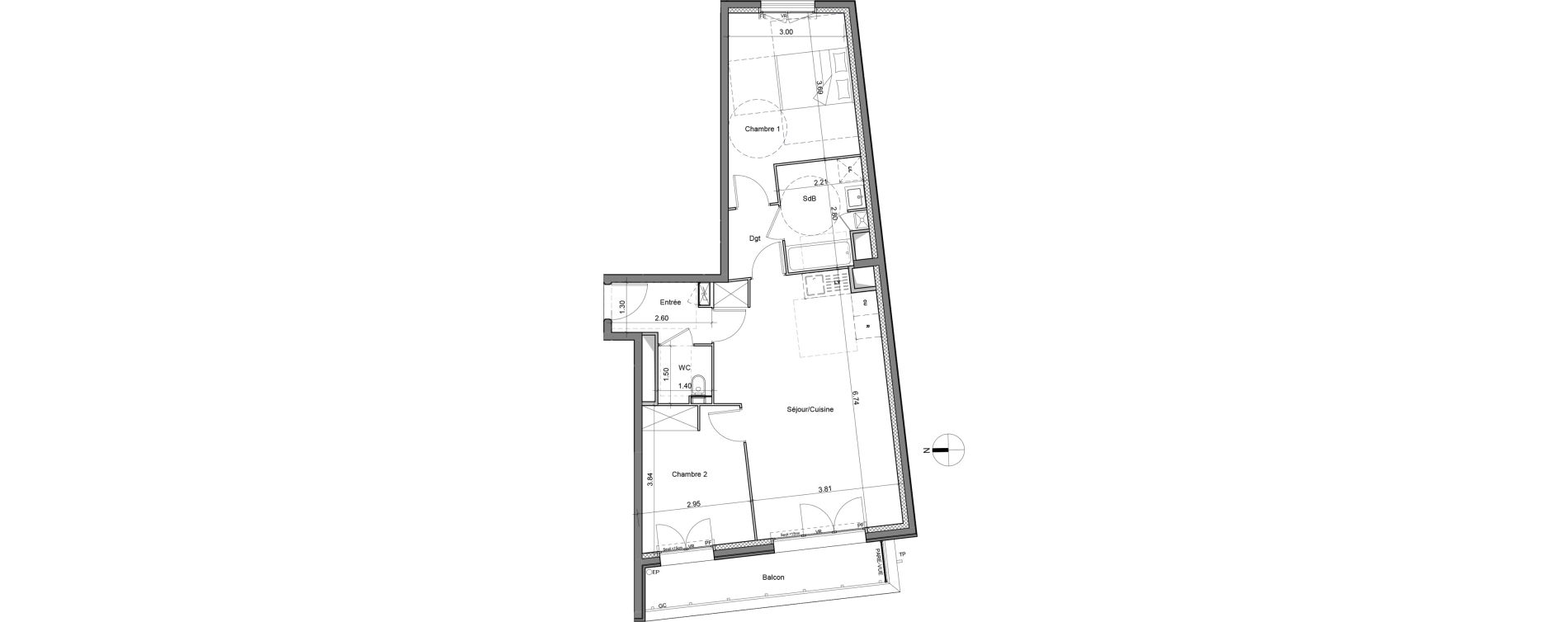 Appartement T3 de 64,45 m2 &agrave; Saint-Maur-Des-Foss&eacute;s Les muriers