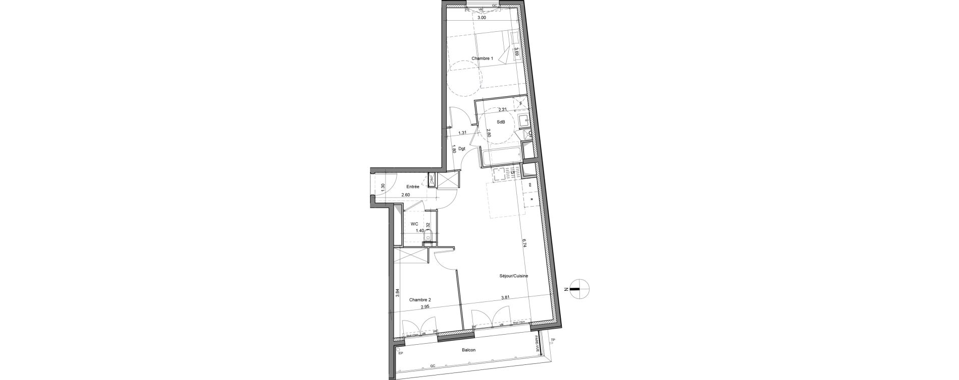Appartement T3 de 64,45 m2 &agrave; Saint-Maur-Des-Foss&eacute;s Les muriers