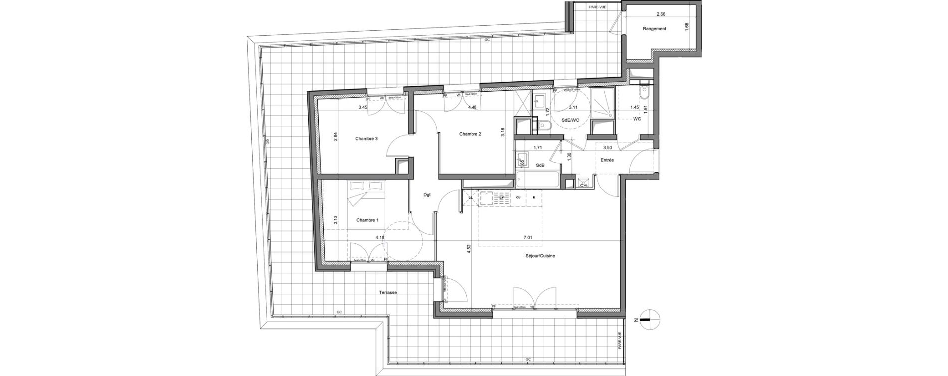 Appartement T4 de 83,35 m2 &agrave; Saint-Maur-Des-Foss&eacute;s Les muriers