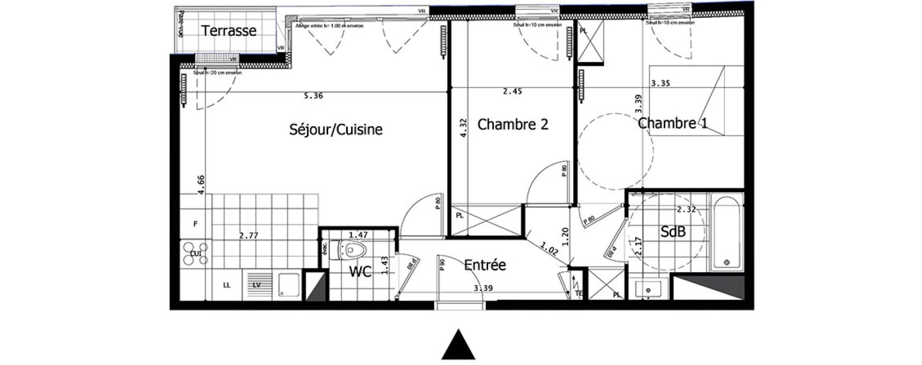 Appartement T3 de 58,37 m2 &agrave; Saint-Maurice Centre