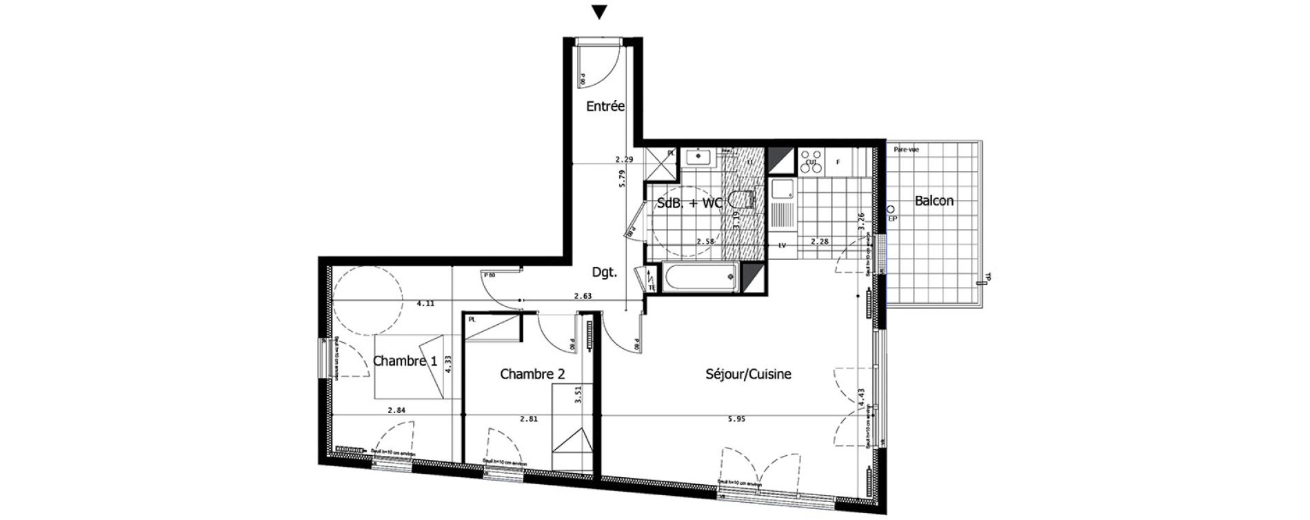 Appartement T3 de 71,50 m2 &agrave; Saint-Maurice Centre