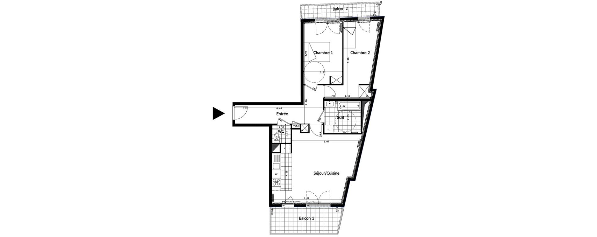Appartement T3 de 73,66 m2 &agrave; Saint-Maurice Centre