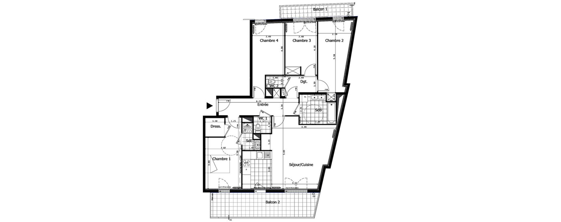 Appartement T5 de 105,71 m2 &agrave; Saint-Maurice Centre