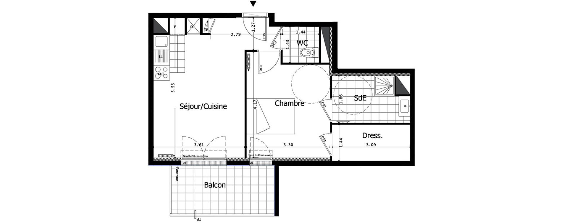 Appartement T2 de 45,47 m2 à Saint-Maurice Centre