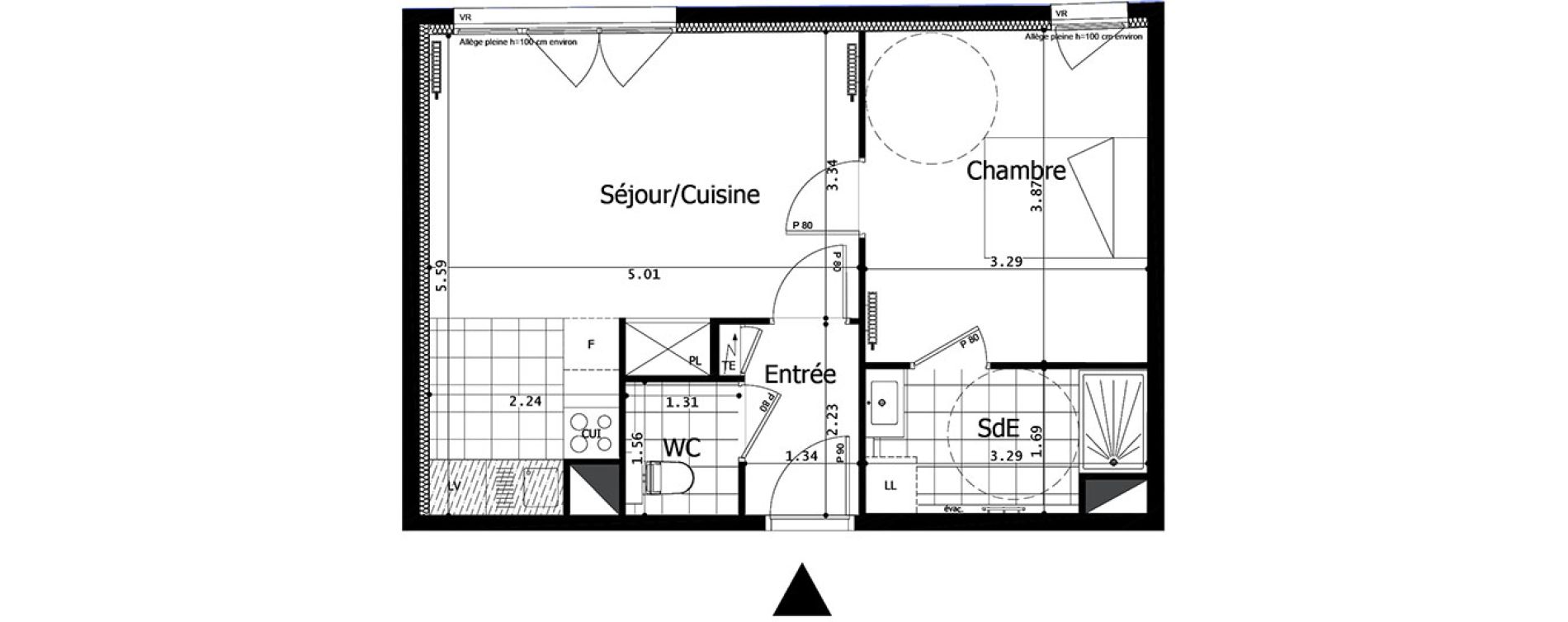 Appartement T2 de 44,89 m2 &agrave; Saint-Maurice Centre