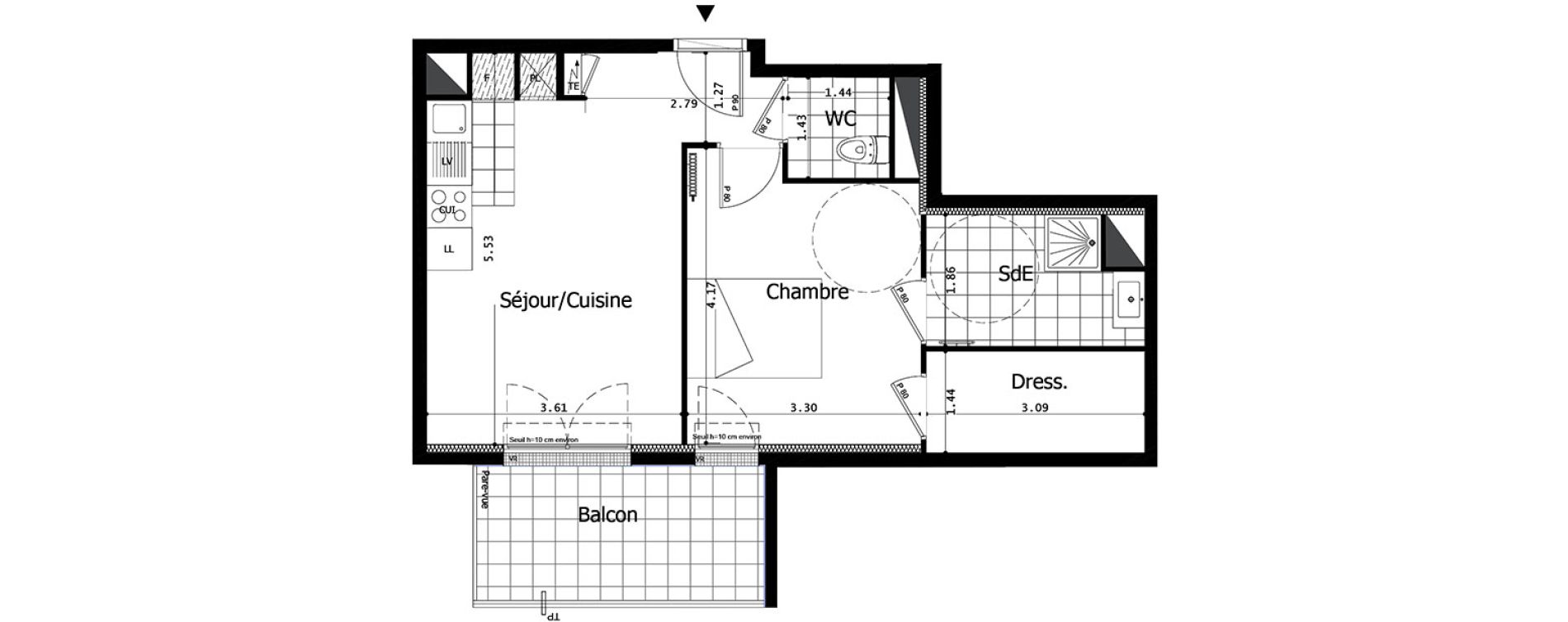 Appartement T2 de 45,47 m2 &agrave; Saint-Maurice Centre