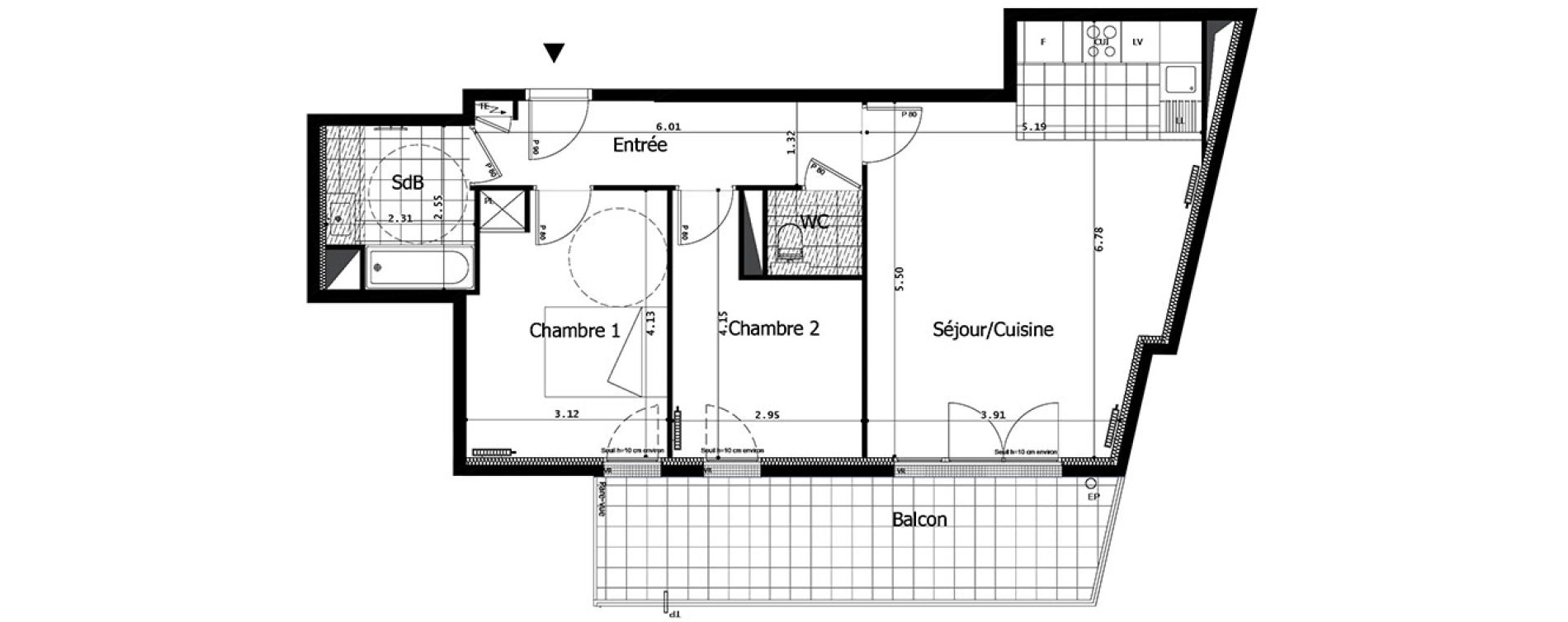Appartement T3 de 66,32 m2 &agrave; Saint-Maurice Centre