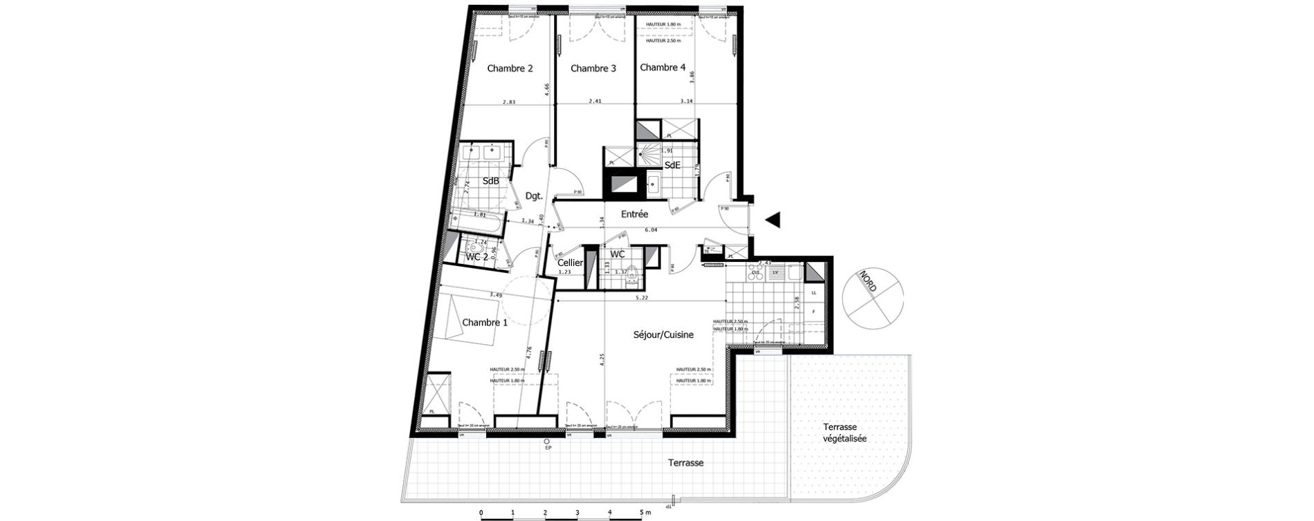 Appartement T5 de 106,15 m2 &agrave; Saint-Maurice Centre