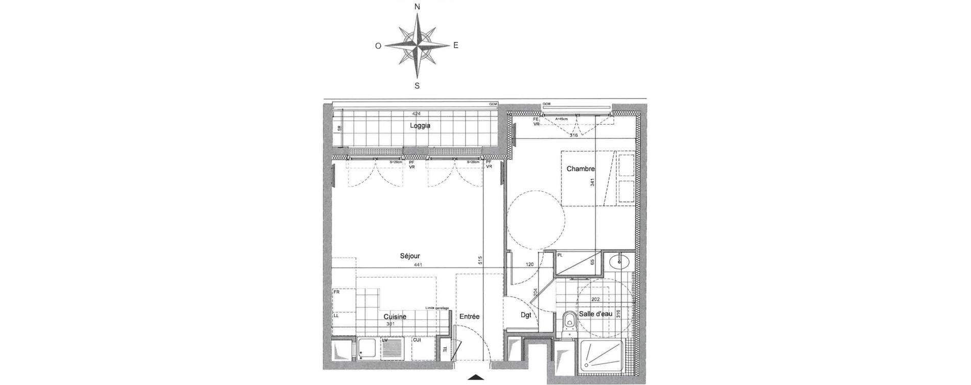 Appartement T2 de 41,36 m2 &agrave; Saint-Maurice Ouest - plateau