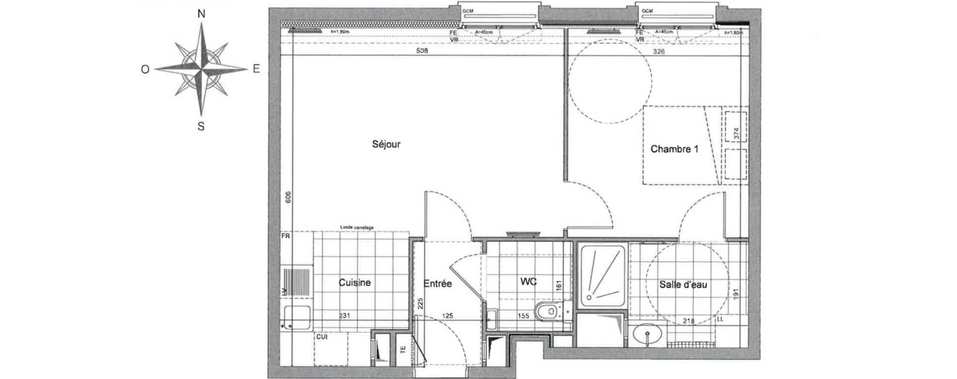 Appartement T2 de 45,42 m2 &agrave; Saint-Maurice Ouest - plateau