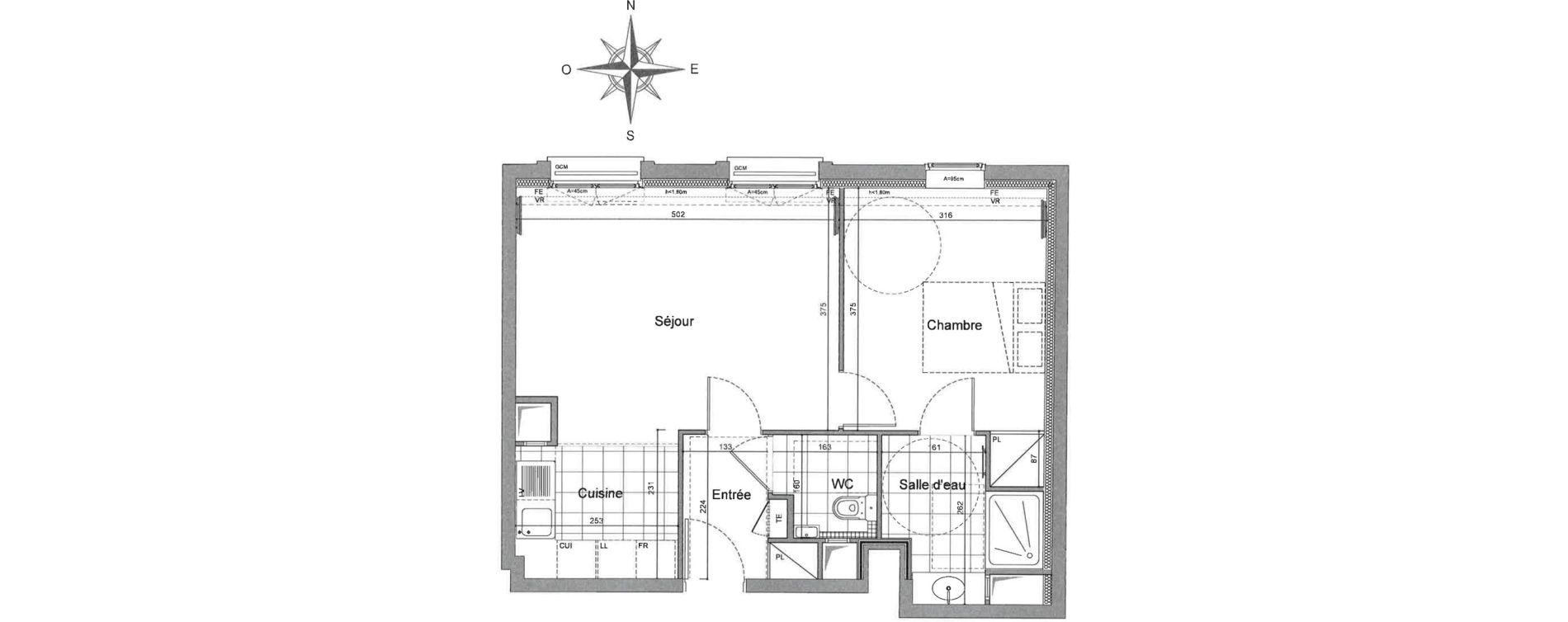 Appartement T2 de 46,09 m2 &agrave; Saint-Maurice Ouest - plateau