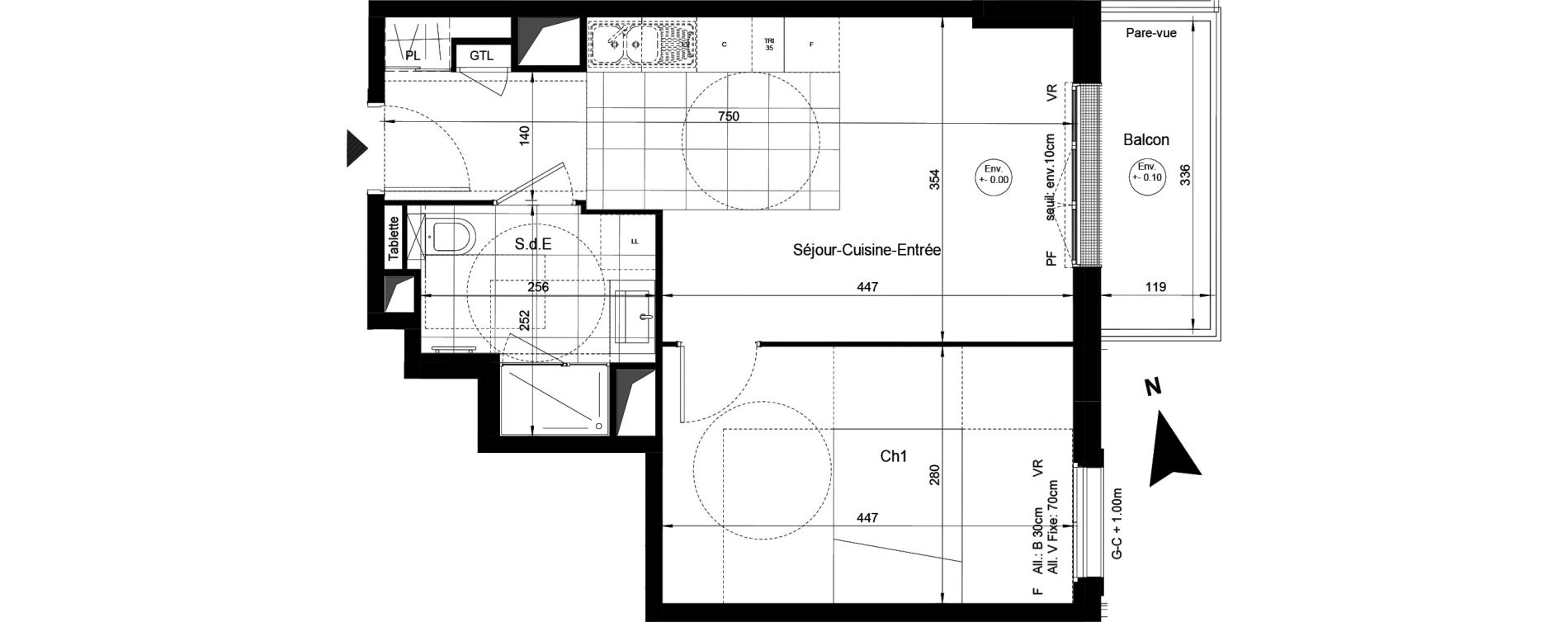Appartement T2 de 39,10 m2 &agrave; Sucy-En-Brie Le centre