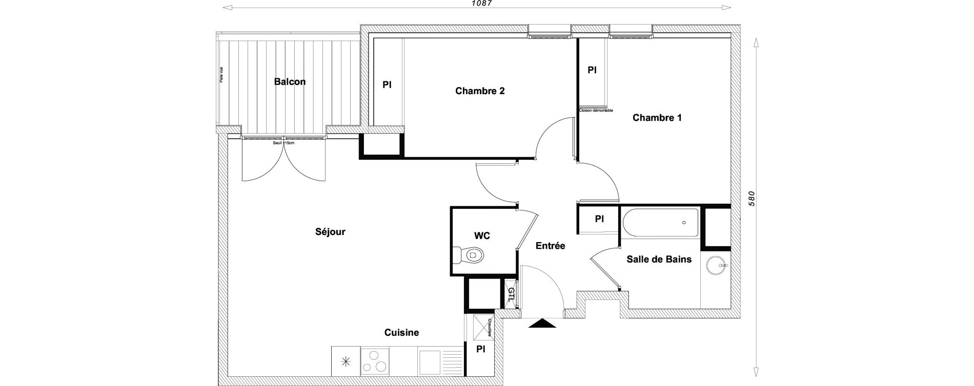 Appartement T3 de 60,69 m2 &agrave; Sucy-En-Brie Centre