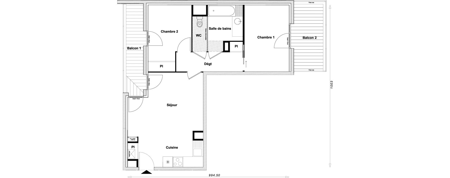 Appartement T3 de 58,44 m2 &agrave; Sucy-En-Brie Centre