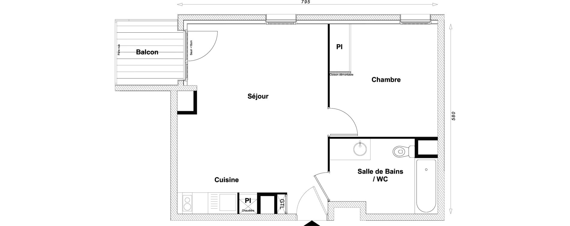 Appartement T2 de 43,30 m2 &agrave; Sucy-En-Brie Centre