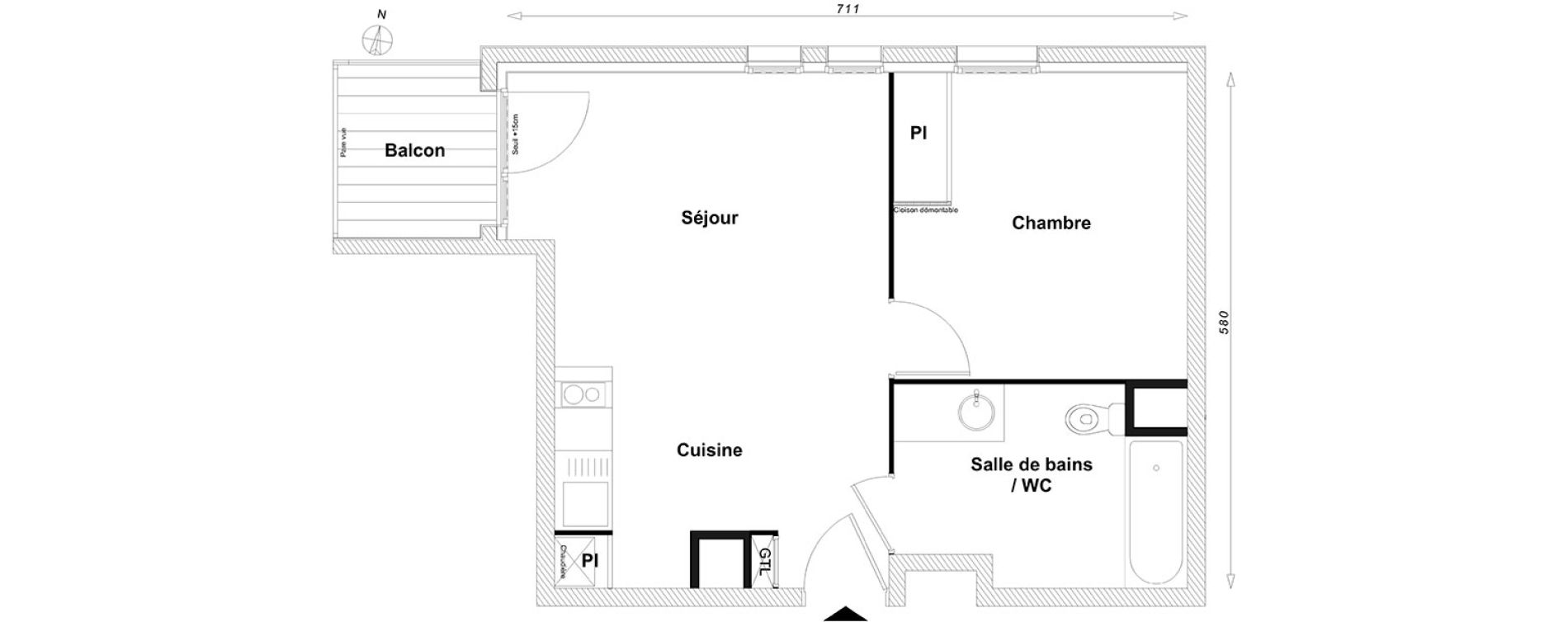 Appartement T2 de 40,45 m2 &agrave; Sucy-En-Brie Centre