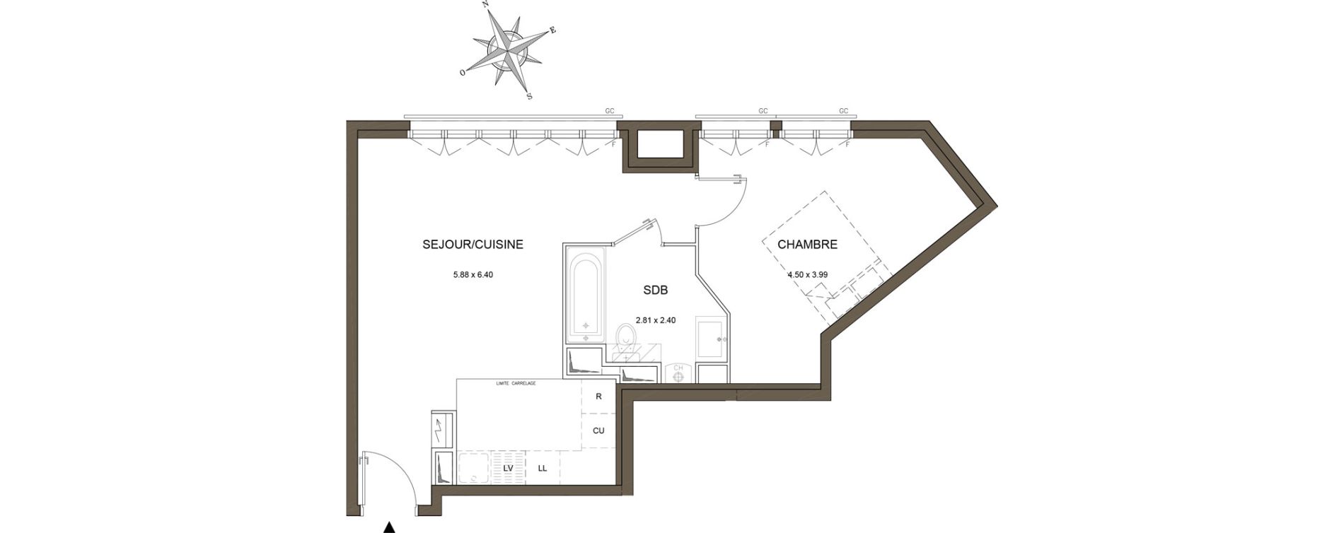 Appartement T2 de 45,81 m2 &agrave; Sucy-En-Brie Gare - zone industrielle