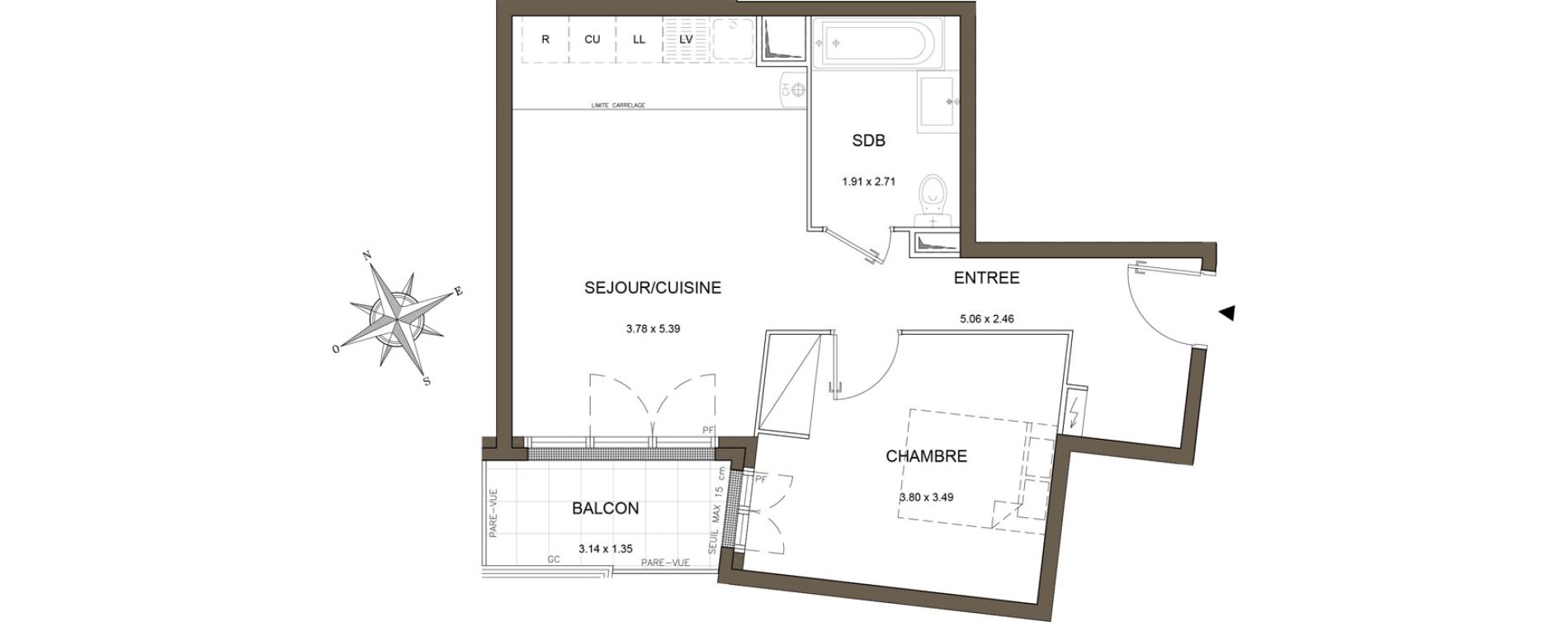 Appartement T2 de 43,85 m2 &agrave; Sucy-En-Brie Gare - zone industrielle