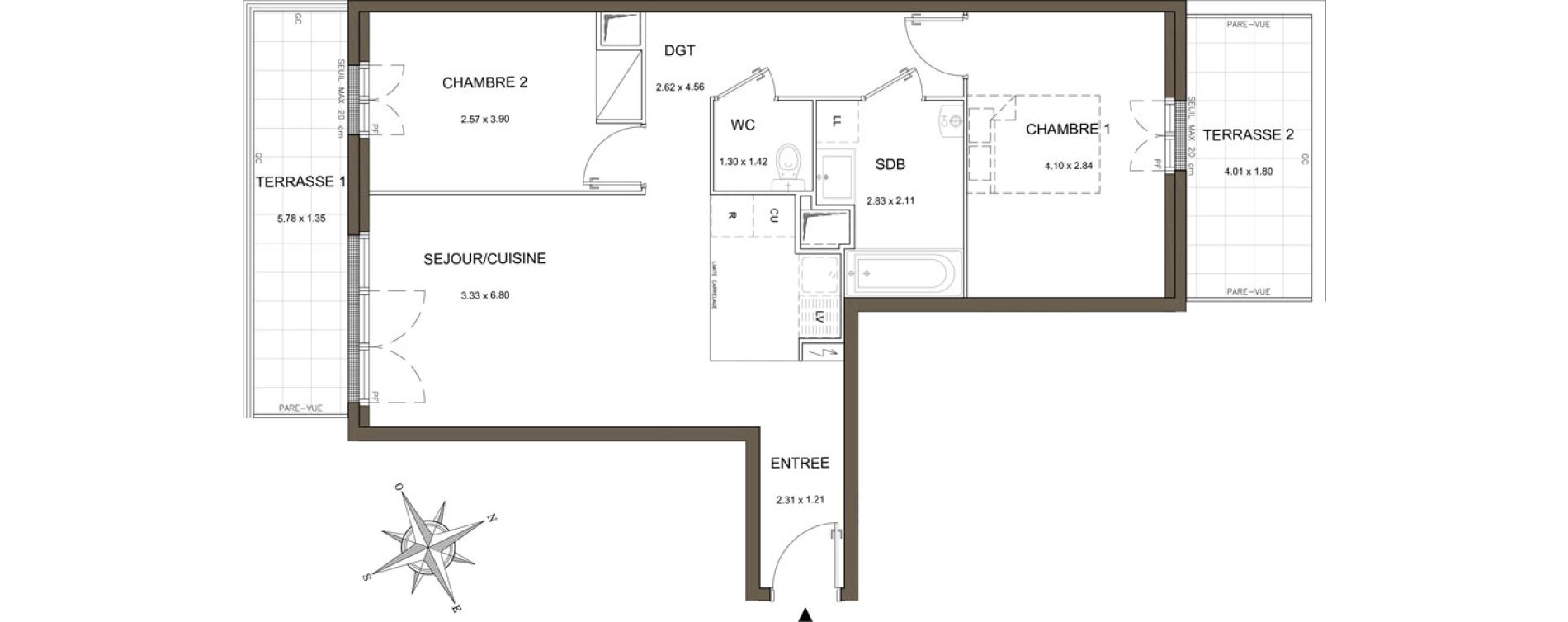 Appartement T3 de 59,93 m2 &agrave; Sucy-En-Brie Gare - zone industrielle