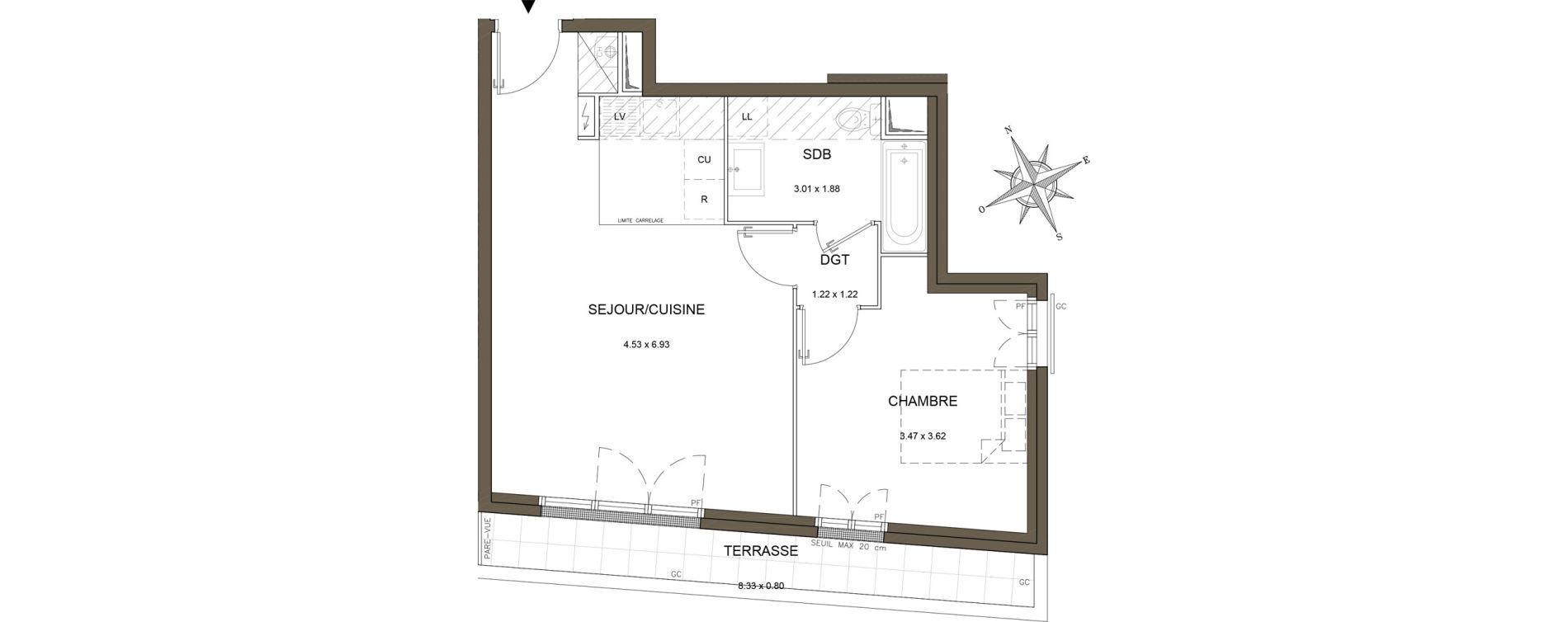 Appartement T2 de 46,62 m2 &agrave; Sucy-En-Brie Gare - zone industrielle
