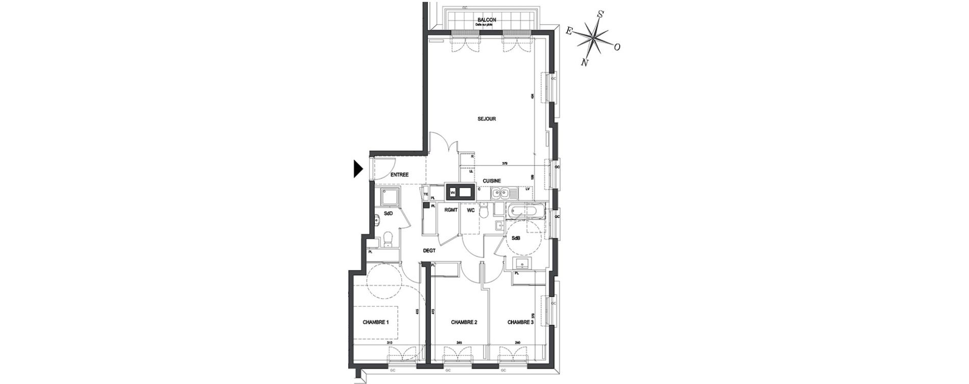 Appartement T4 de 89,13 m2 &agrave; Thiais Centre