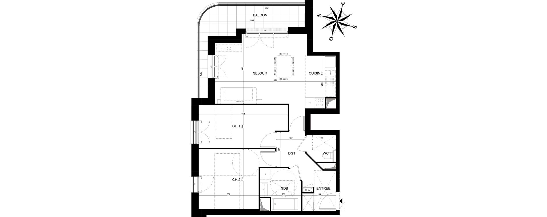 Appartement T3 de 64,43 m2 &agrave; Thiais La belle epine