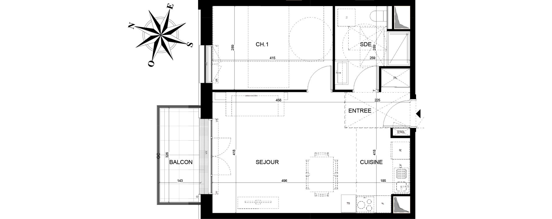 Appartement T2 de 46,54 m2 &agrave; Thiais La belle epine