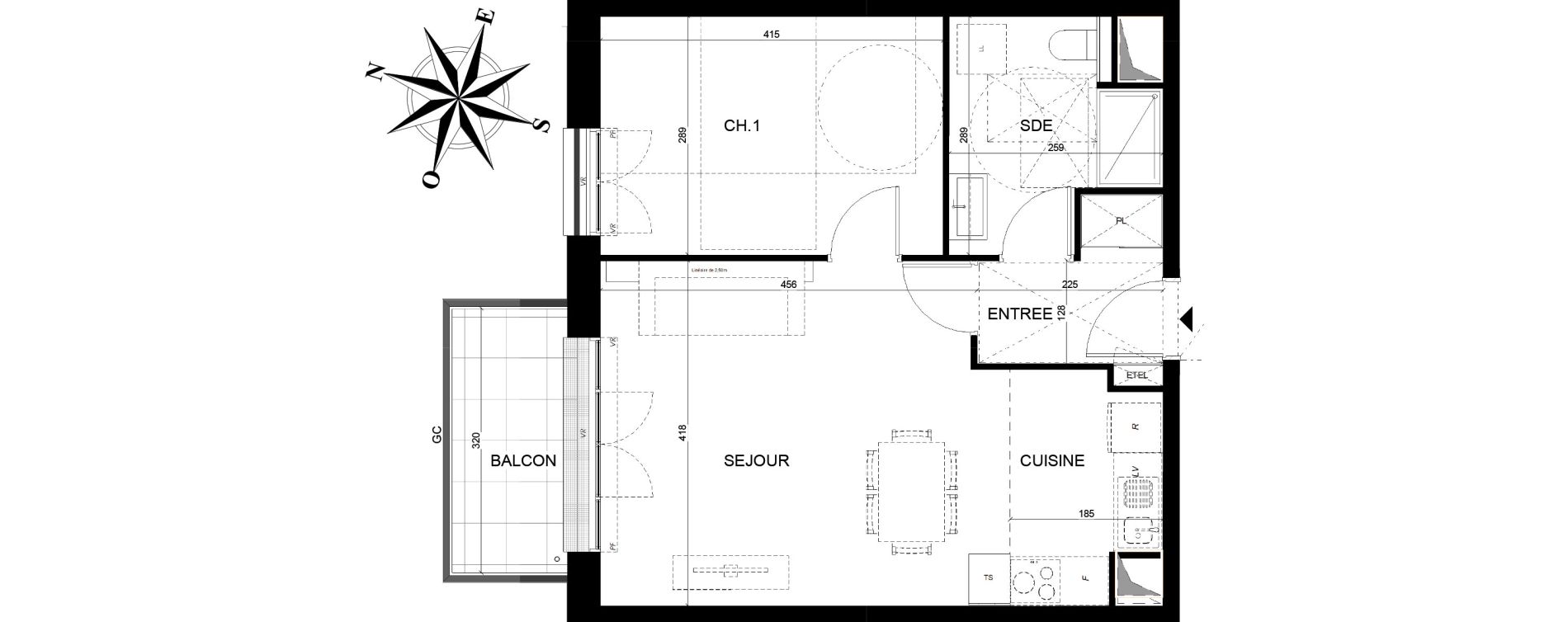 Appartement T2 de 46,33 m2 &agrave; Thiais La belle epine