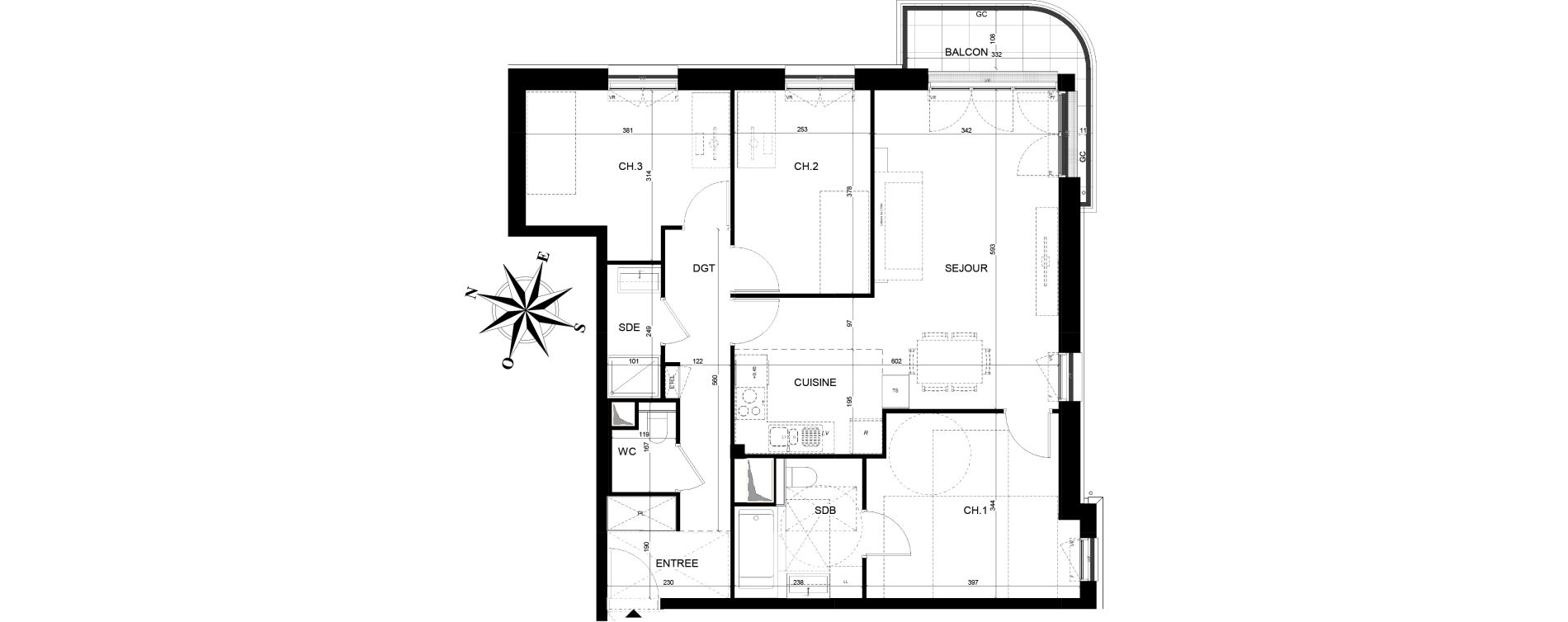 Appartement T4 de 79,46 m2 &agrave; Thiais La belle epine
