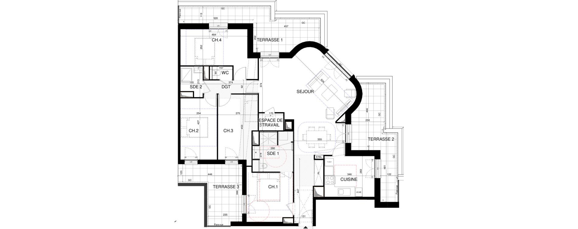 Appartement T5 de 116,19 m2 &agrave; Thiais La belle epine