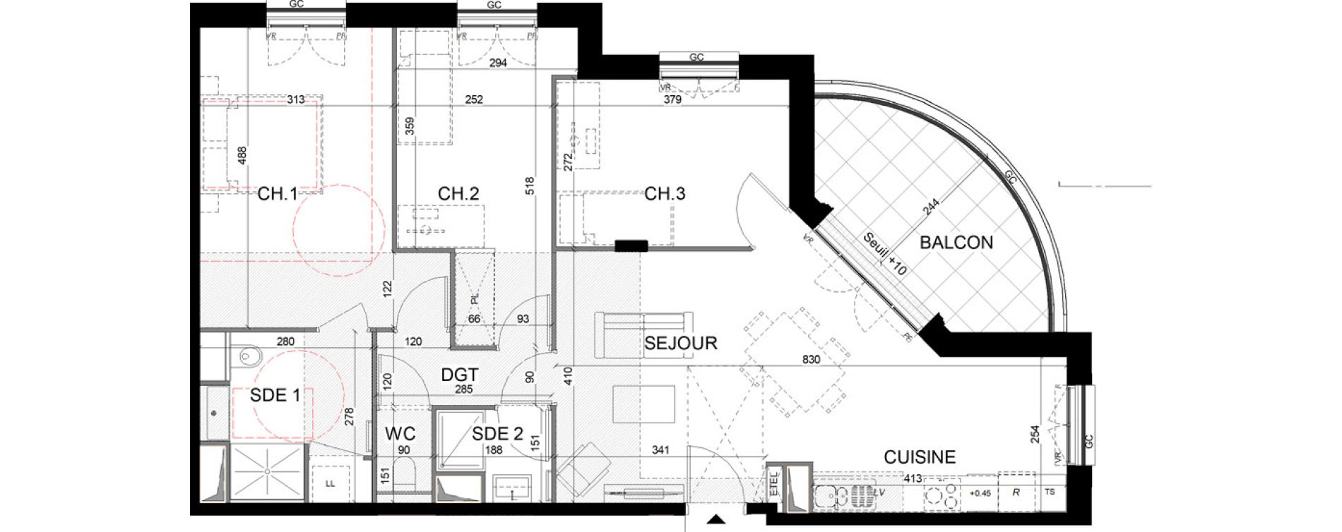 Appartement T4 de 81,58 m2 &agrave; Thiais La belle epine