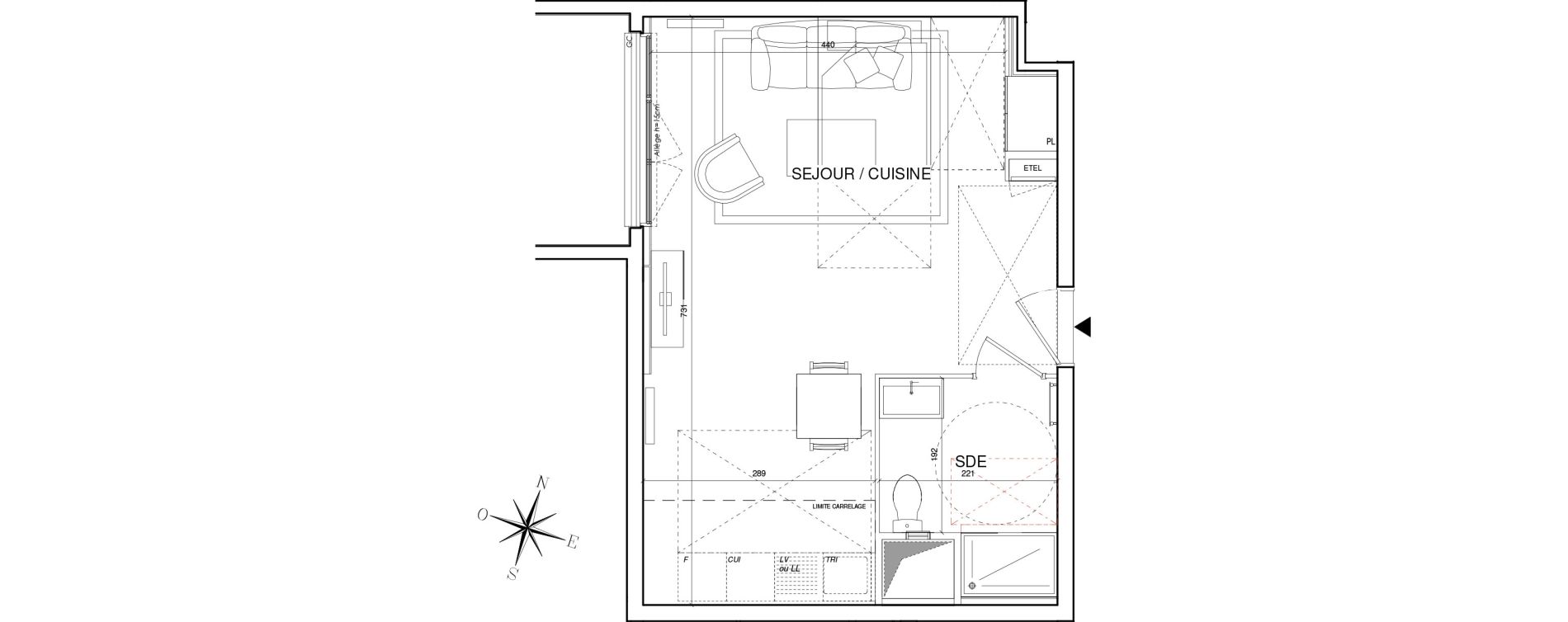 Appartement T1 de 35,19 m2 &agrave; Thiais Centre