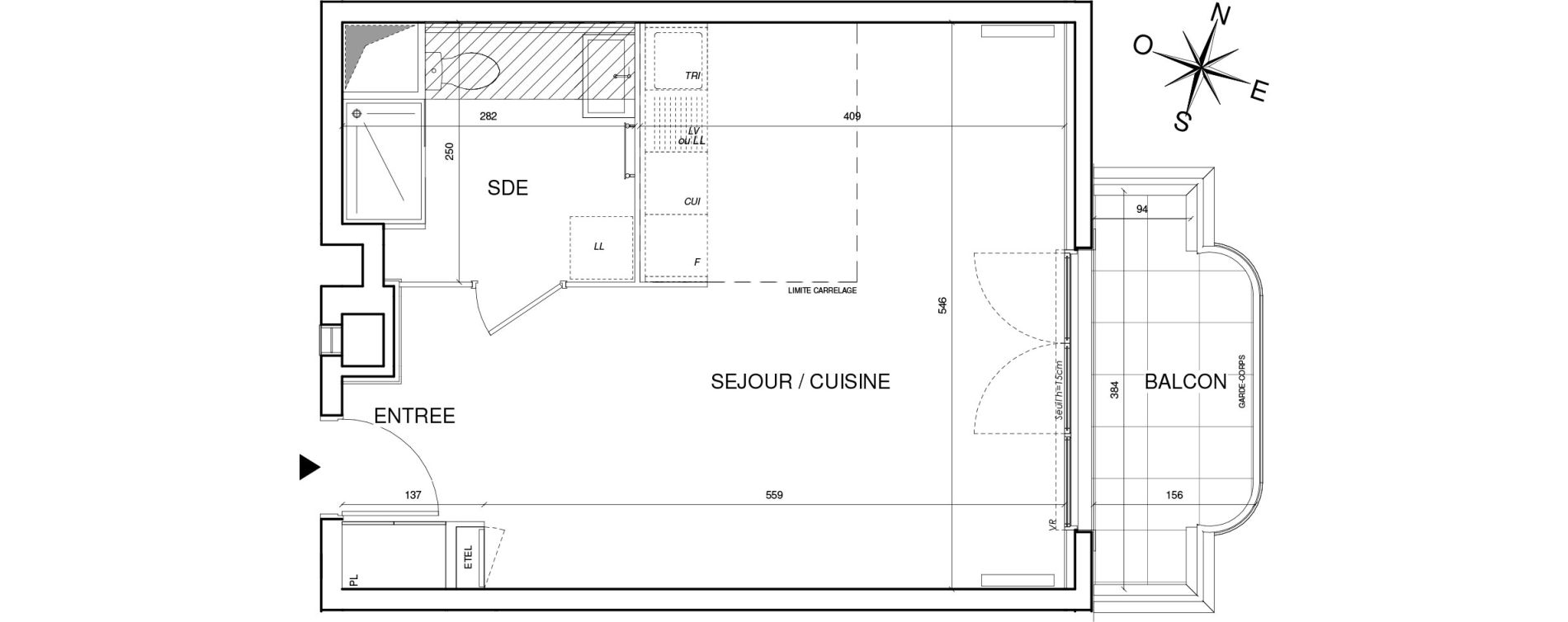 Appartement T1 de 36,10 m2 &agrave; Thiais Centre