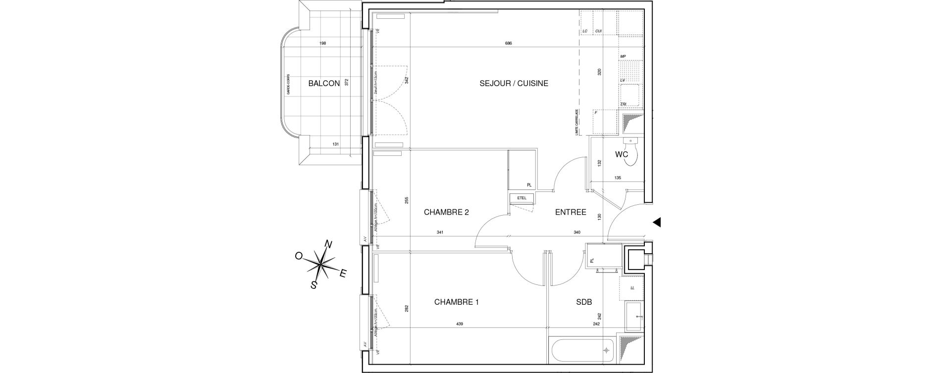 Appartement T3 de 58,57 m2 &agrave; Thiais Centre