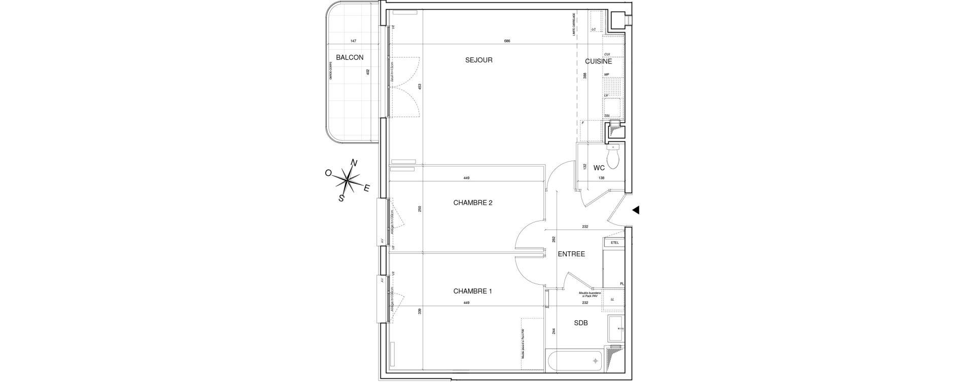 Appartement T3 de 69,72 m2 &agrave; Thiais Centre