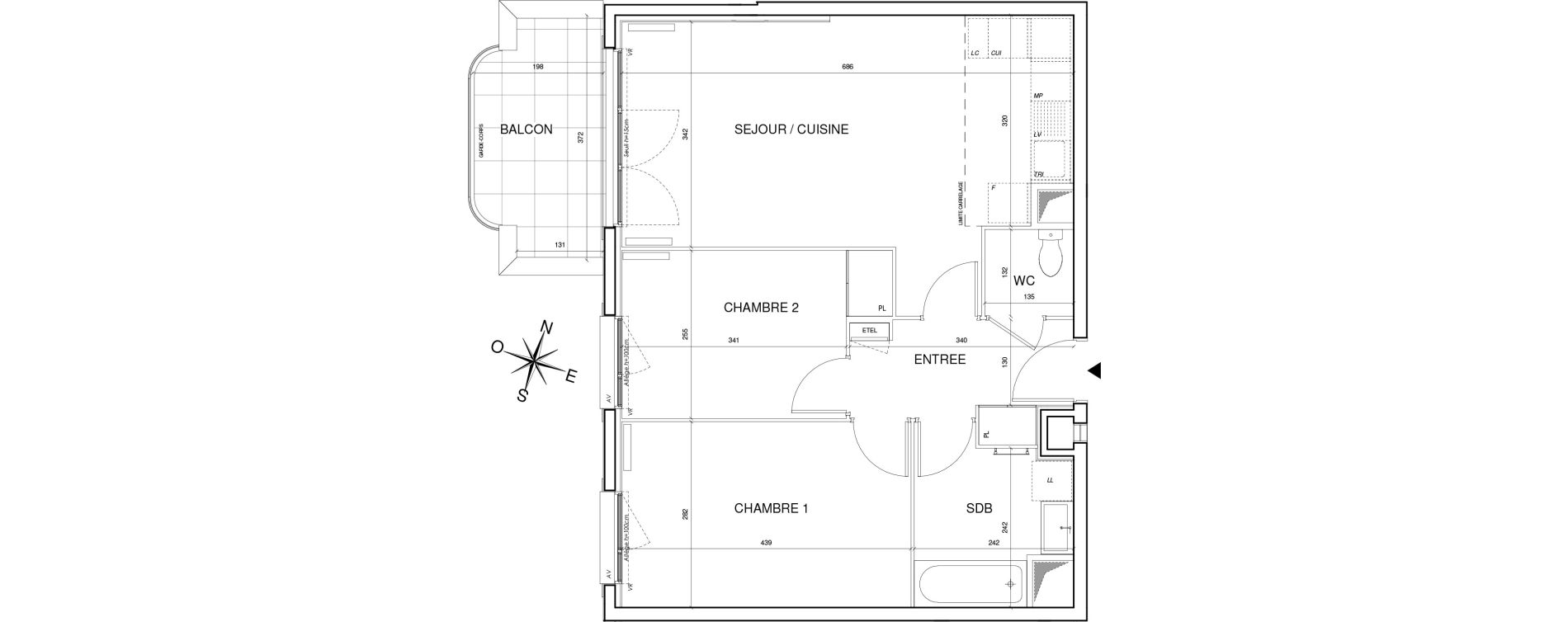Appartement T3 de 58,57 m2 &agrave; Thiais Centre