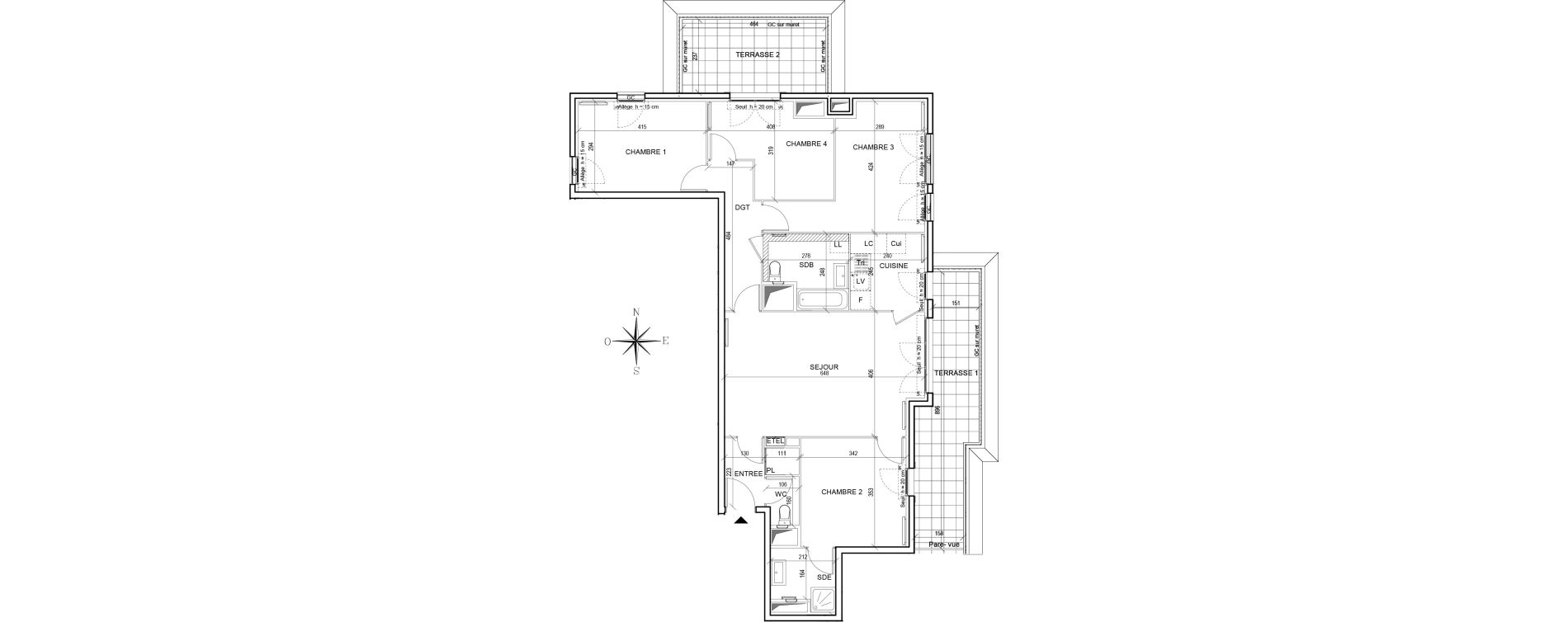 Appartement T5 de 101,30 m2 &agrave; Thiais Centre