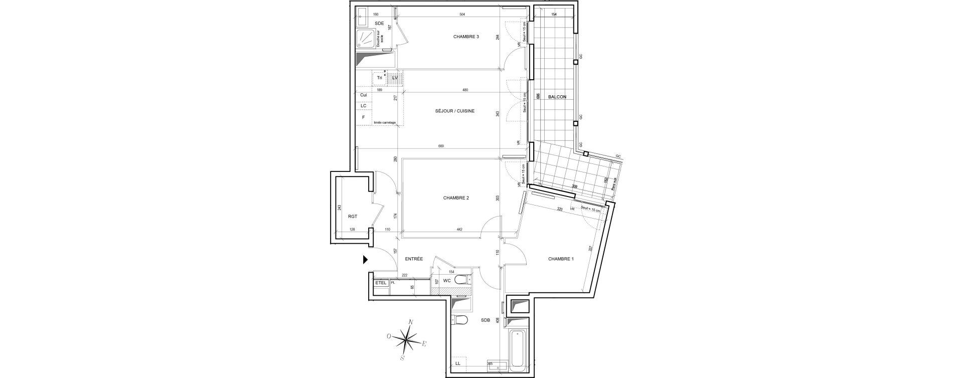 Appartement T4 de 89,67 m2 &agrave; Thiais Centre
