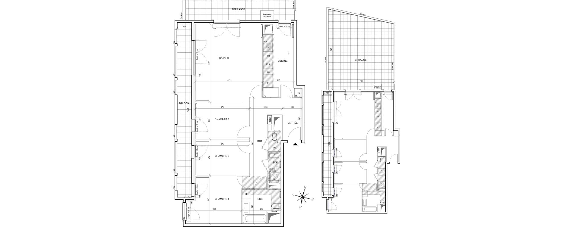Appartement T4 de 89,90 m2 &agrave; Thiais Centre