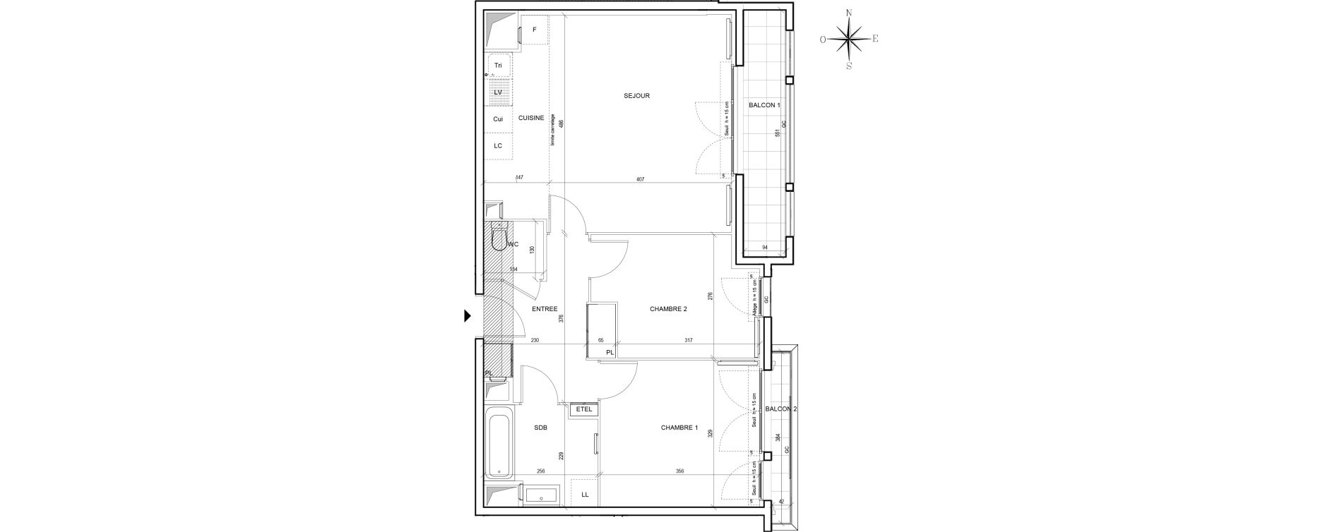 Appartement T3 de 61,28 m2 &agrave; Thiais Centre