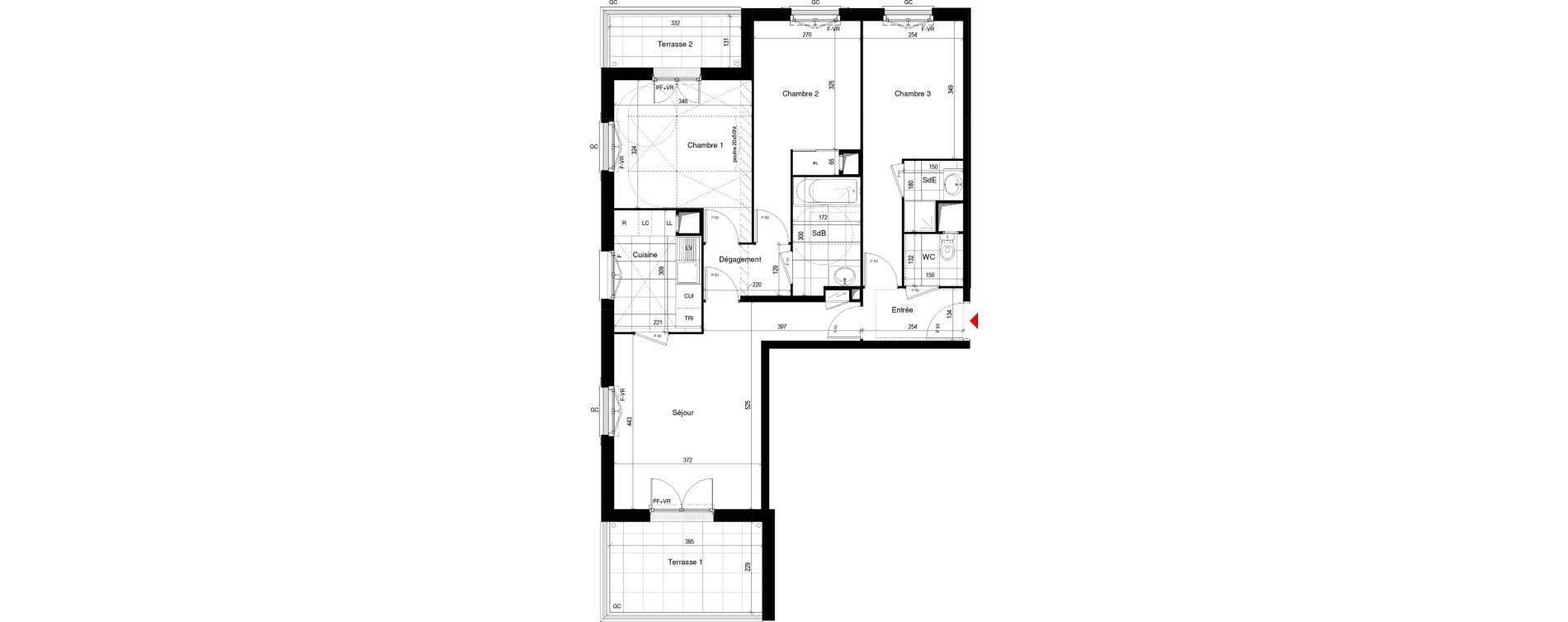 Appartement T4 de 78,08 m2 &agrave; Thiais Le foss&eacute; bazin