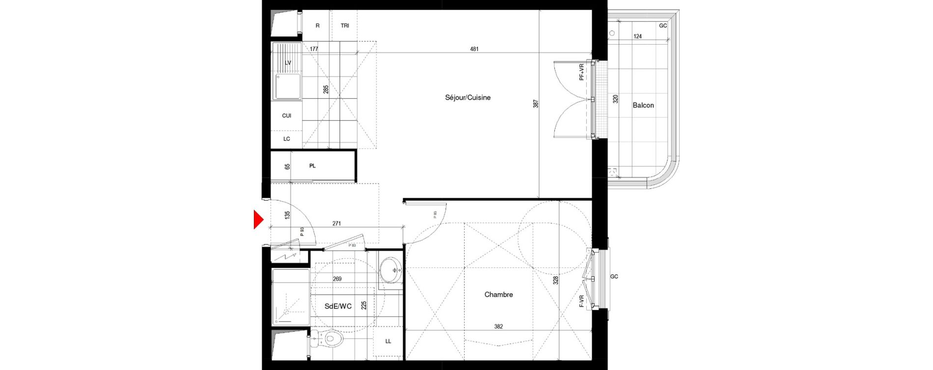 Appartement T2 de 45,46 m2 &agrave; Thiais Le foss&eacute; bazin