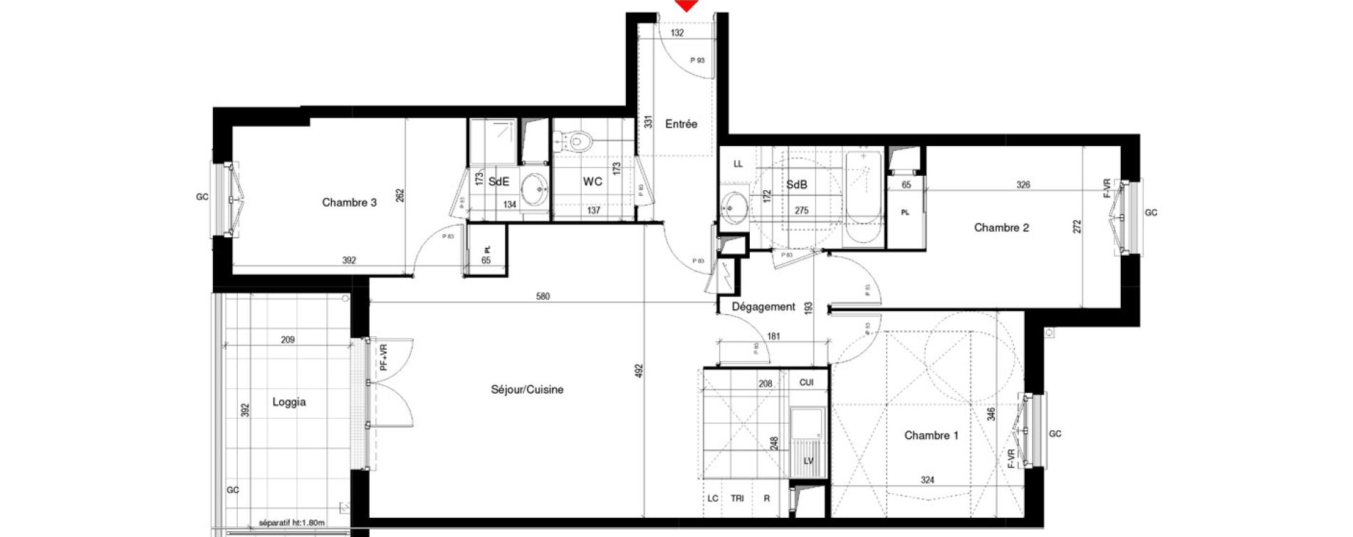 Appartement T4 de 80,09 m2 &agrave; Thiais Le foss&eacute; bazin