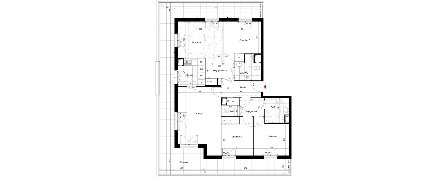 Appartement T5 de 92,61 m2 &agrave; Thiais Le foss&eacute; bazin
