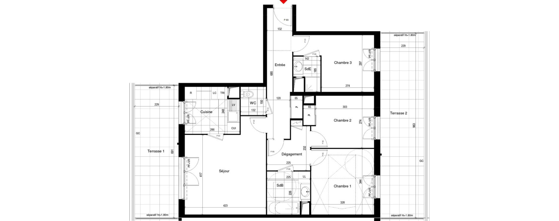 Appartement T4 de 78,53 m2 &agrave; Thiais Le foss&eacute; bazin