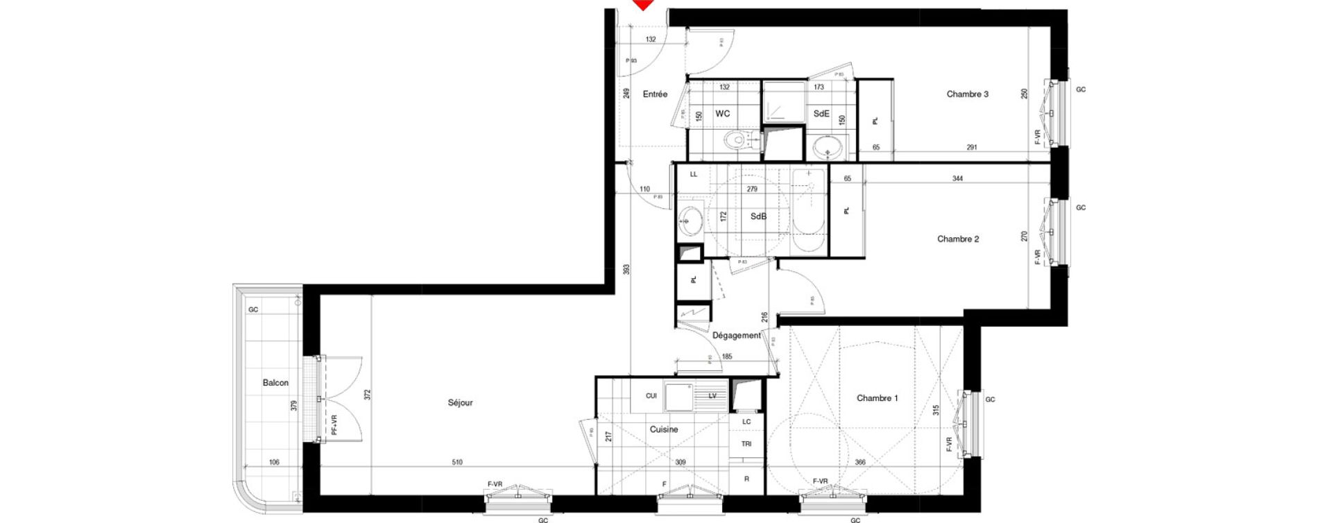 Appartement T4 de 81,35 m2 &agrave; Thiais Le foss&eacute; bazin