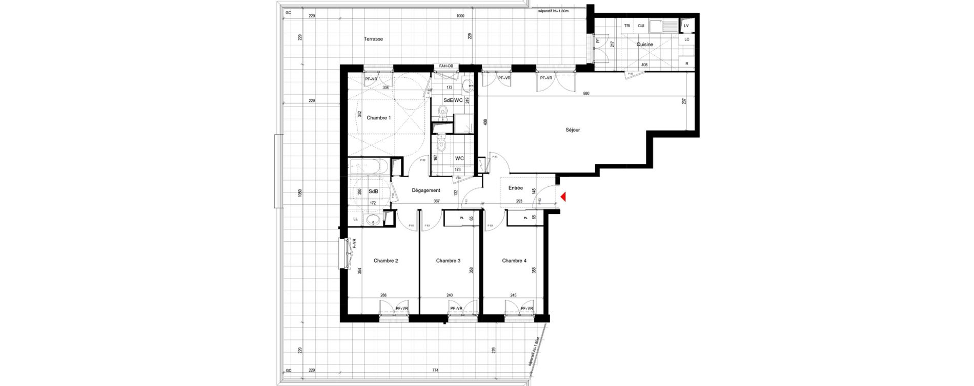Appartement T5 de 104,05 m2 &agrave; Thiais Le foss&eacute; bazin
