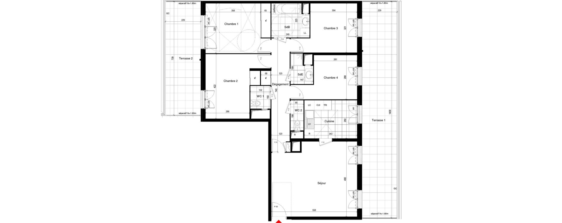 Appartement T5 de 103,26 m2 &agrave; Thiais Le foss&eacute; bazin
